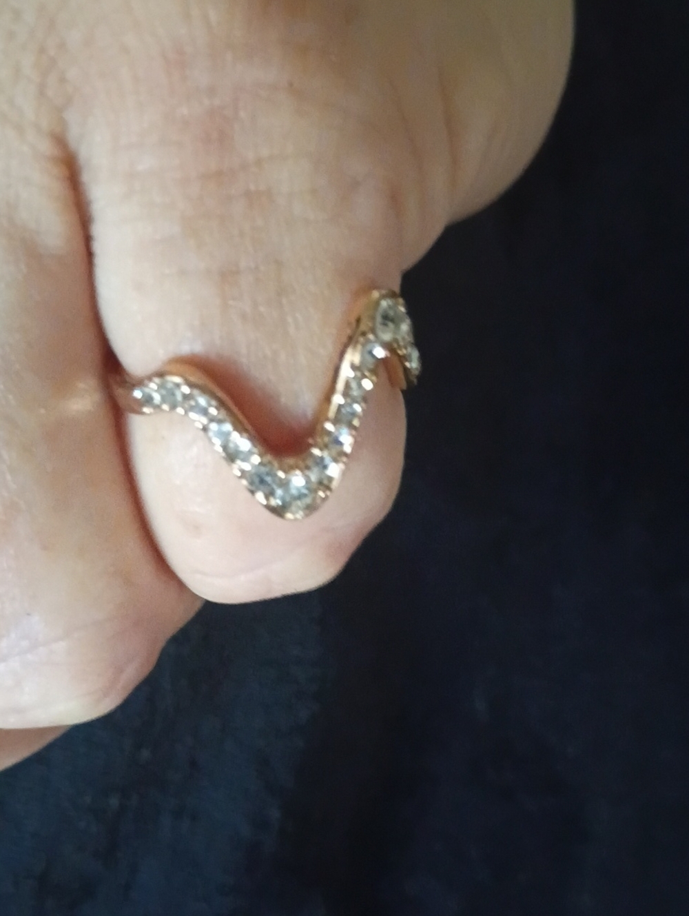 Fashion Nova Gold-Tone V Crystal Band Ring